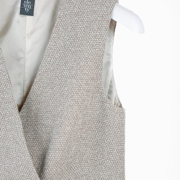 Eleventy Brown Cotton-Blend Tweed Double-Breasted Vest - Picture 5 of 9